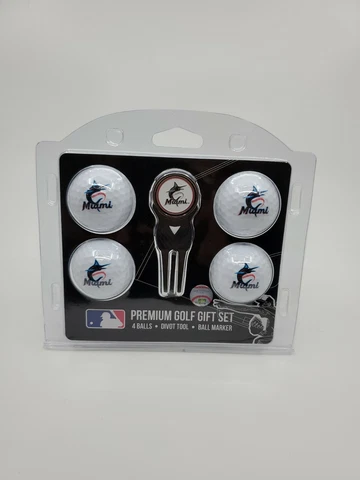 TEAM GOLF MIAMI MARLINS PREMIUM GOLF GIFT SET ( NEW ) 4 BALLS , TOOL , MARKER Cover