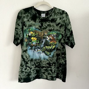 Vintage Rainforest Cafe MGM Grand Las Vegas Green Tie Dye T-Shirt - Size M - Picture 1 of 5
