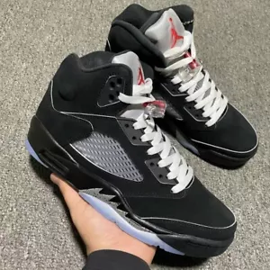 Nike Air Jordan 5 "Black Metallic Reimagined" Mid Top Men's Basketball Shoes - Picture 1 of 7