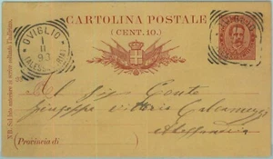 96964 - REGNO - STORIA POSTALE - INTERO da OVIGLIO Alessandria 1893 - Imagen 1 de 1