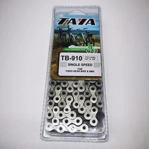 Taya Kette TB-910 112 Glieder Singlespeed BMX Fixie 1/2x1/8 Chain Schwarz/Silber - Bild 1 von 3