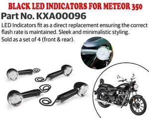 BLACK LED INDICATORS FITS ROYAL ENFIELD METEOR 350 - Picture 1 of 7