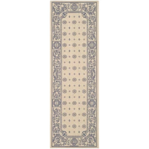 SAFAVIEH Outdoor CY1356-3101 Courtyard Natural / Blue Rug - Picture 1 of 18