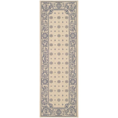 SAFAVIEH Outdoor CY1356-3101 Courtyard Natural / Blue Rug - Image 1 of 4