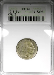 1913 Type 2 Buffalo Nickel ANACS XF45 Soapbox Holder Circulated - Picture 1 of 4