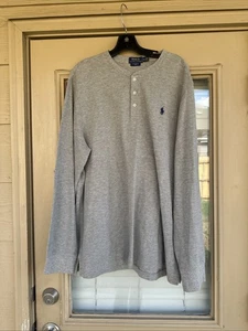 Polo Ralph Lauren Featherweight Mesh Gray XL Long Sleeve Henley Men's X-Large - Picture 1 of 8