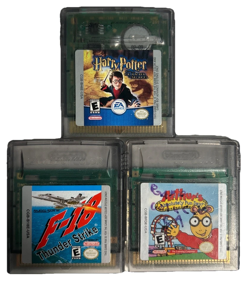 3 Gameboy Color Games ~ Harry Potter Chamber Of Secrets, F-18 & Arthur’s Fun Day - Image 1 of 4