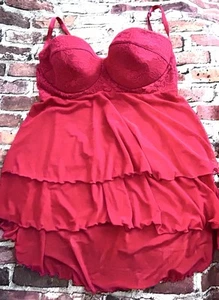 Coquette Plus 1X-2X Red Sheer Babydoll Layered Chemise Slip Dress Lingerie EUC - Picture 1 of 12