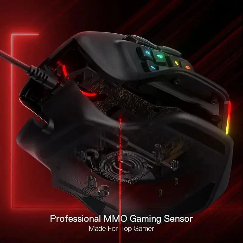Redragon M811 Aatrox MMO Gaming Mouse, 15 Programmable Buttons Wired RGB Gamer - Image 1 of 4