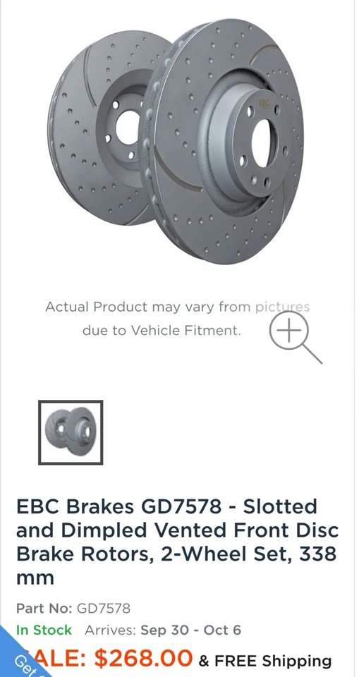 Rotores delanteros ranurados deportivos EBC GD7578 3GD para Toyota 4Runner/Lexus GX460 2010-23 Foto 1 de 2