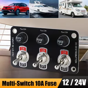 3 Gang Toggle On/Off Rocker Switch Panel W/Fuse for 12/24V Car Boat Marine Truck - Foto 1 di 8