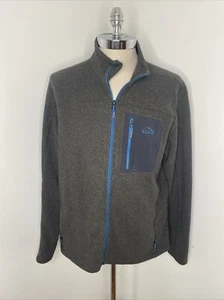 LL Bean Mens Fleece Zip Front Jacket Size L Grey Zip Pockets Fitted Shirt - Bild 1 von 7