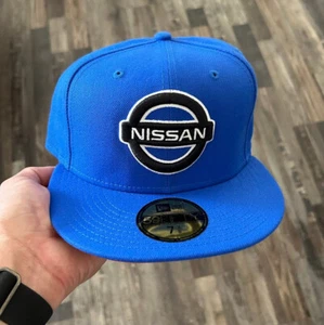 New Era 59FIFTY Nissan Fitted Hat Blue Logo Fitted Cap 7 3/8 Red Underbrim - Bild 1 von 4
