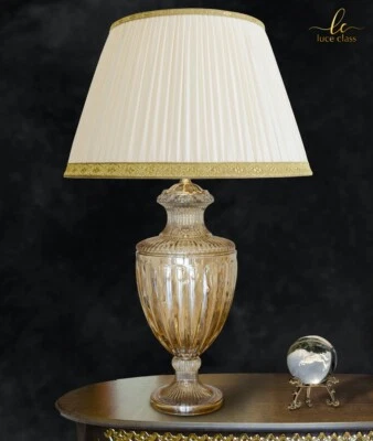 LUCECLASS Lampada da tavolo classica salotto grande elegante cristallo AMBRA con paralume