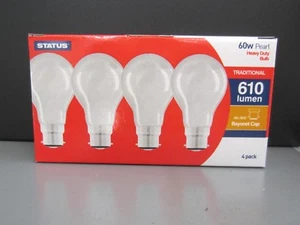PROPER LIGHT BULBS!!! 8 X STATUS 60W B22 BAYONET FITTING PEARL BULBS. FREE P&P!! - Picture 1 of 1
