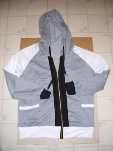 SUDADERA CON CAPUCHA MUJER CON CREMALLERA COMPLETA GRIS NEGRA BLANCA POLIÉSTER NUEVA SIN ETIQUETAS TALLA MEDIANA - Imagen 1 de 5
