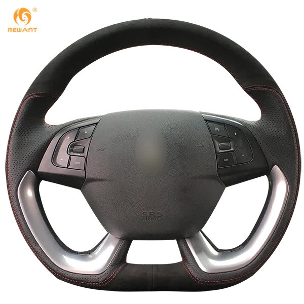 Cubierta de volante de gamuza de cuero negro para Citroen DS5 DS 5 DS4S DS 4S #XL11 Foto 1 de 4