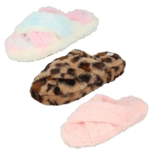 GIRLS X2R120 OPEN TOE WARM FAUX FUR SLIP ON INDOOR HOUSE SLIPPERS SPOT ON - Bild 1 von 33