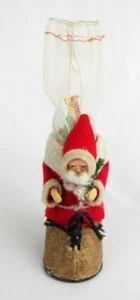 Contenitore porta caramelle calza natalizia Babbo Natale in feltro vintage con scarponi - Foto 1 di 9