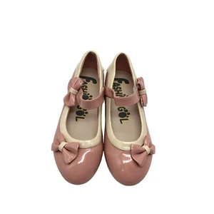 NEW Korean Brand Girls Size 2 Pink Ribbon Mary Jane Faux Leather Shoes Round Toe - Picture 1 of 12