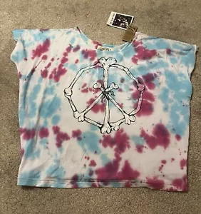Ladies Tye Dye Rock n Roll Oversize multicolour T Shirt Size XS - Picture 1 of 5