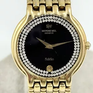 RAYMOND WEIL Fidelio 4802 MEN'S VINTAGE 18K GOLD ELECTROPLATED WATCH QUARTZ F665 - Picture 1 of 10