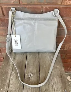 Nuevo HOBO International Cuero Cambel Bandolera Bolso de Hombro Cartera Gris Claro - Imagen 1 de 12