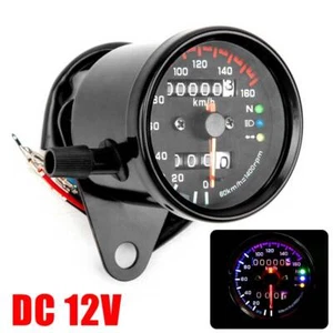Universal Motorcycle Motorbike Classic Style Chrome/Black Cable Speedometer KM/H - Picture 1 of 11