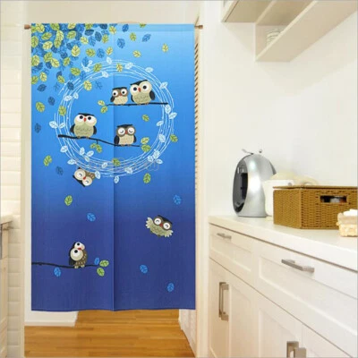 Tapiz divisor puerta cortina japonés NOREN siete búhos de la suerte azul 85 x 150 cm Foto 1 de 4
