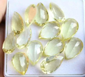 65.30 Cts 13 Pcs Natural Lemon Quartz Cut Loose Gemstone Pear Shape 10*15 MM - Picture 1 of 3