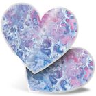 2 x Heart Stickers 15 cm - Paint Oil Abstract Art Resin Ink #45976