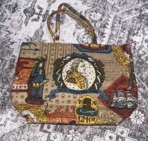 Vtg Granny Core Margaret Smith Gardiner Maine History Canvas Purse Mid Century - Picture 1 of 10