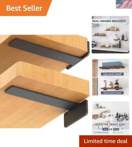 12 Pack Heavy Duty Black Floating Shelf Brackets - 6 Inch L Brackets for DIY - Picture 1 of 8