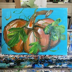 5/7 Original gemalt auf Leinwand, Kürbis, Herbst, Herbst, Ernte - Bild 1 von 6