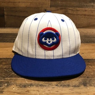 Chicago Cubs Hat Cap Mens Fitted 7 White Blue Pin Stripes New Era Stadium - READ - Image 1 of 4