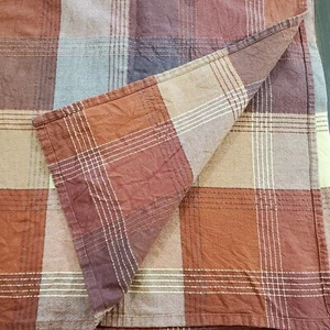 Tablecloth Plaid 100% Cotton Brown Rust Cream 88x57" Picnic Harvest Autumn Fall - Picture 1 of 5