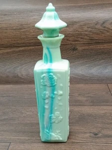 Jim Beam 1970's Jadeite Embossed Milk Glass Floral Whiskey Decanter GRN # 25 - Picture 1 of 10