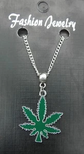 Cannabis Pendant Necklace 18" or 24" Inch Chain Marijuana Charm Pot Weed Dope - Picture 1 of 5