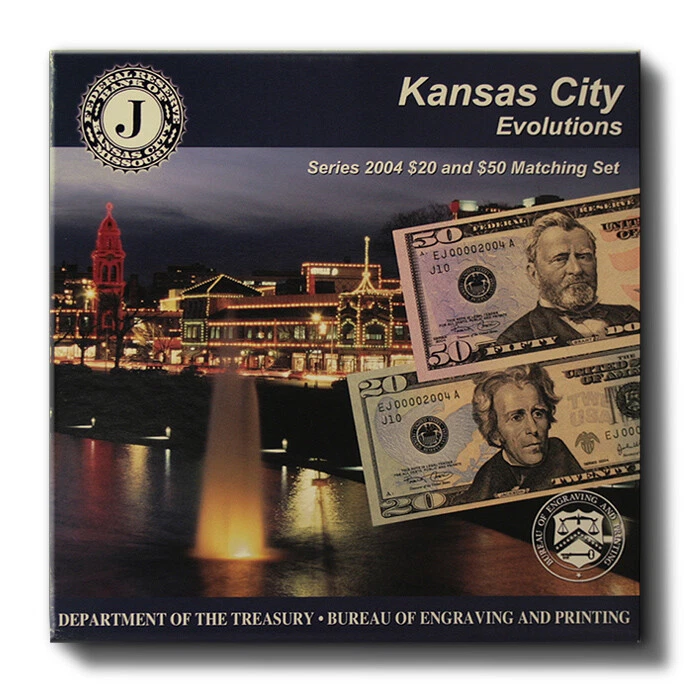 USA BEP Kansas City Evolutions $50 & $20 FRN 2004 Series 2004 Ser. # EJ00002200A - Image 1 of 1