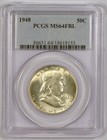 1948 Franklin Silver Half Dollar, Philadelphia Mint, Graded Ms64 Fbl by Pcgs