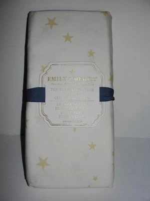 Sábana Ajustable Cuna Orgánica Pottery Barn Baby Emily & Meritt Estrellas Dispersas Nueva Foto 1 de 4