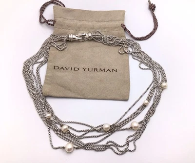 Collar David Yurman Multi-Hebra Perla 18" Plata de Ley con Bolsa Foto 1 de 4
