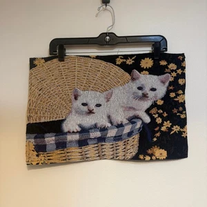 Two Nidico Cat Lover Tapestry Placemat White Kittens Basket NWT NOS - Picture 1 of 8