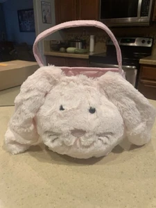 Pottery Barn Kids Long Ear Bunny Easter Treat Bucket Pink 9" diam - Picture 1 of 5