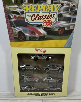 2025 Hot Wheels Replay The Classics Mattel 80th Anniversary 7 Pack ZAMAC - Image 1 of 4