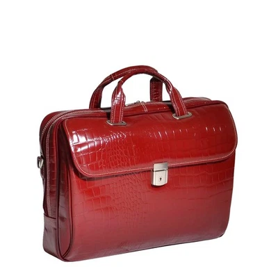 Maletín de cuero para portátil McKlein Settembre. Rojo. Se adapta a 15”. Foto 1 de 4