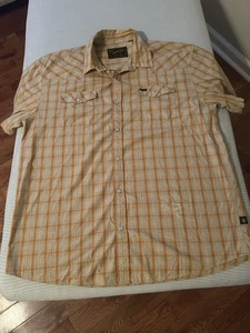 Howler Bros H Bar B Snap Shirt Mens XL Orange/Tan Short Sleeve Shirt - Picture 1 of 7