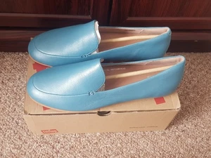 Fitflop Lena Mocasines Metálicos Zapatos Cuero Turquesa Talla 6.5 UK EU 40 Nuevo - Imagen 1 de 10