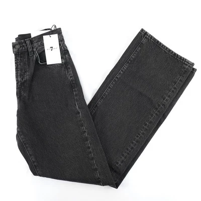 7 For All Mankind Tess High-Rise Straight Trouser Jeans In Black Women's Size 25 - Image 1 of 4