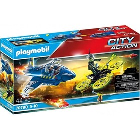 PLAYMOBIL 70780 City Action Police Jet with Drone 44 Pc Toy Playset